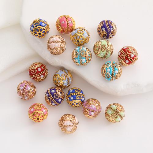 Tibetan Style Jewelry Beads, with Clay, gold color plated, DIY, more colors for choice, nickel, lead & cadmium free, 16mm, 50PCs/Bag, Sold By Bag