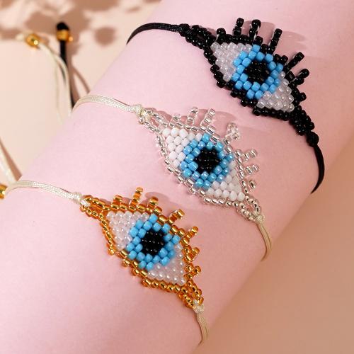 Bracelet Evil Eye bijoux, verre, avec corde de cire, Réglable & motif de mauvais œil & pour femme, plus de couleurs à choisir, Vendu par PC