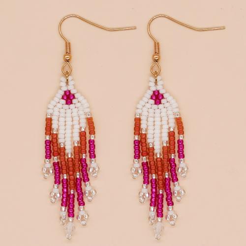 Fashion Fringe Earrings Glass gold color plated for woman Sold By PC