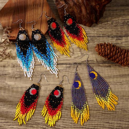 Fashion Fringe Earrings Glass with Zinc Alloy gold color plated for woman Sold By Pair