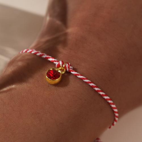 Tibetan Style Bracelet, with Wax Cord, gold color plated, for woman & with rhinestone, Sold By PC
