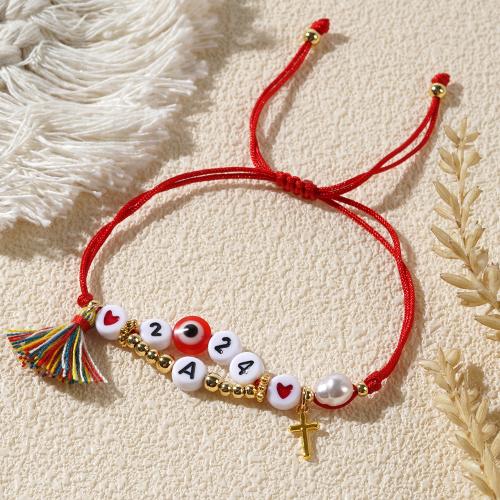 Evil Eye Jewelry Bracelet, Resin, with Wax Cord, Adjustable & for woman, more colors for choice, Sold By PC