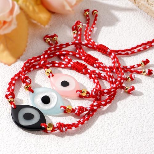 Evil Eye Jewelry Bracelet, Resin, with Wax Cord, Adjustable & evil eye pattern & for woman, more colors for choice, Sold By PC
