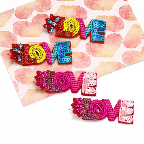 Earring Jewelry Seedbead Alphabet Letter fashion jewelry & with rhinestone nickel lead & cadmium free Sold By Pair