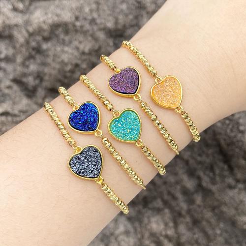 Brass Bracelet & Bangle, with Ice Quartz Agate, plated, fashion jewelry, more colors for choice, nickel, lead & cadmium free, The maximum inner diameter of the bracelet is 30-115mm, Sold By PC