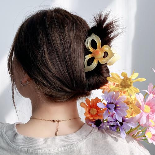 Hair Claw Clips, Plastic, Flower, fashion jewelry, more colors for choice, 80x63mm, Sold By PC