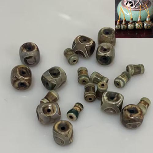 Tibetan Agate 3-Hole Guru Bead, Natural & DIY & different size for choice, 10PCs/Lot, Sold By Lot