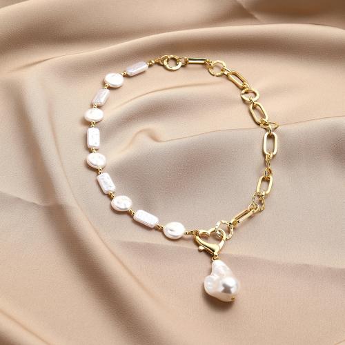 Zinc Alloy Sweater Chain Necklace with Plastic Pearl fashion jewelry & for woman Sold By PC