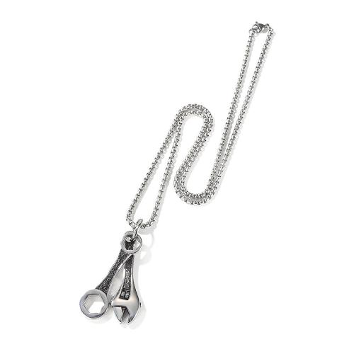 Titan stål halsband, Wrench, mode smycken & olika stilar för val & för människan, fler färger för val, Längd 550 mm, Säljs av PC