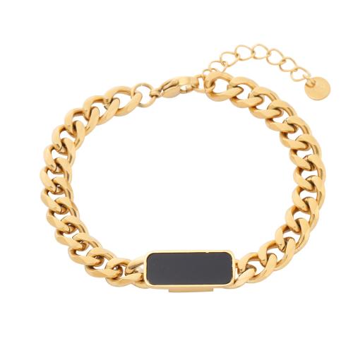 Stainless Steel Jewelry Bracelet, 304 Stainless Steel, with Black Shell & White Shell, with 4CM extender chain, plated, for woman, more colors for choice, Length:Approx 16 cm, Sold By PC