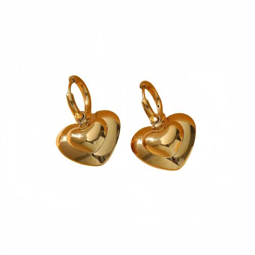 Huggie hoepel Drop Earrings, 304 roestvrij staal, Hart, plated, voor vrouw, meer kleuren voor de keuze, Verkocht door pair