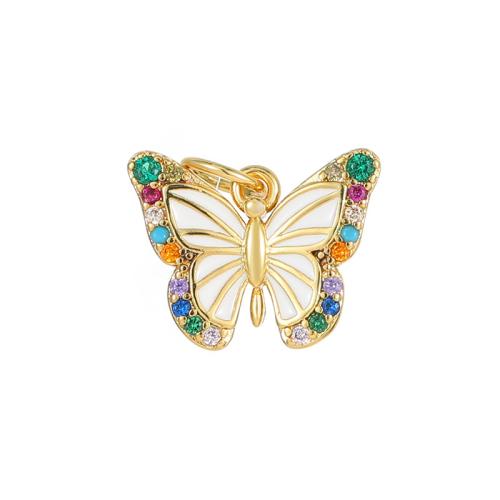 Cubic Zirconia Micro Pave Brass Pendant, with turquoise, Butterfly, plated, DIY & different styles for choice & micro pave cubic zirconia & enamel, more colors for choice, Sold By PC