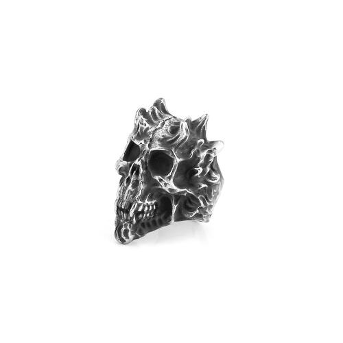 Anel de dedo de aço inoxidável, Aço inoxidável 304, Crânio, polido, tamanho diferente para a escolha & para o homem, preto, vendido por PC