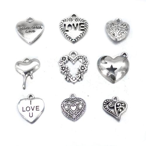 Tibetan Style Heart Pendants, plated, DIY & different styles for choice, original color, 100PCs/Lot, Sold By Lot