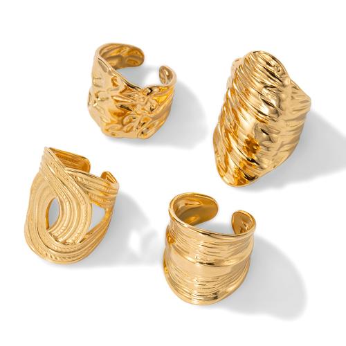 Titanium Staal Manchet Finger Ring, gold plated, Vintage & verschillende stijlen voor de keuze & voor de mens, Verkocht door PC