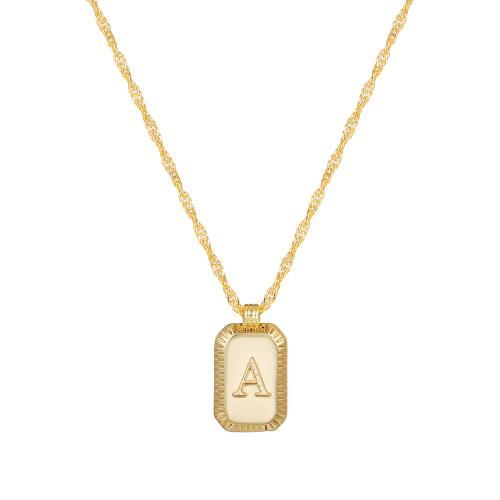 Brass Necklace Geometrical Pattern gold color plated & with letter pattern & for woman Length Approx 17.7 Inch Sold By PC
