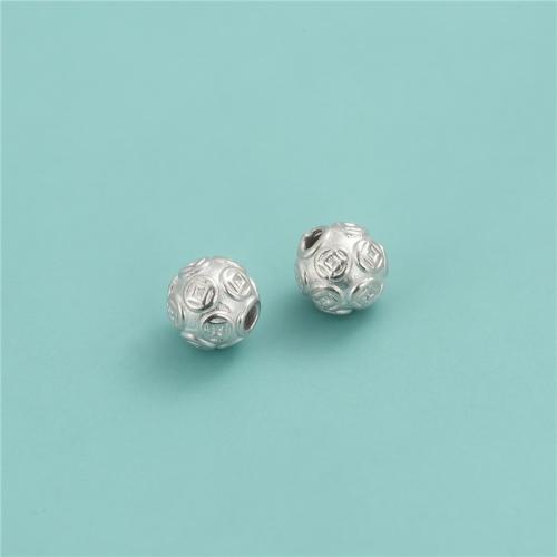 925 Sterling Silber Perlen, 925er Sterling Silber, rund, DIY, Silberfarbe, 8.30mm, Bohrung:ca. 2.2mm, verkauft von PC