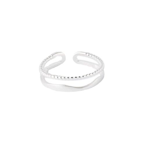 925 de prata esterlina Cuff Ring Finger, Camada Dupla & para mulher & vazio, tamanho:6-8, vendido por PC