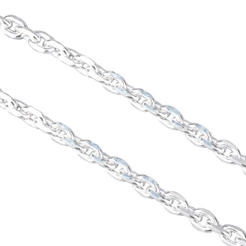 925 Sterling Silver Chains, cross chain & DIY & Unisex & flower cut, silver color, 3.30x4.60mm, Sold By m
