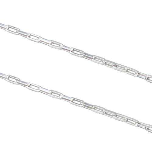 925 Sterling Silver Chains, DIY & Unisex & rectangle chain, silver color, 1.30mm, Sold By m