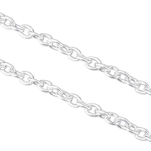 925 Sterling Silver Chains, cross chain & DIY & Unisex, silver color, 4x5mm, Hole:Approx 3.3mm, Sold By m