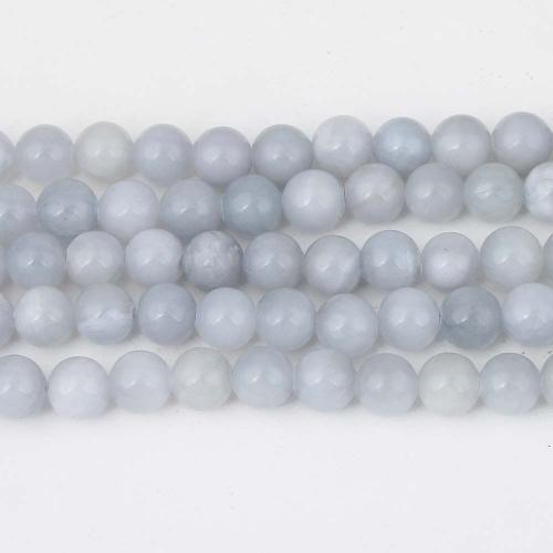 Natural Chalcedony Bead Blue Chalcedony Round polished DIY blue Sold By Strand