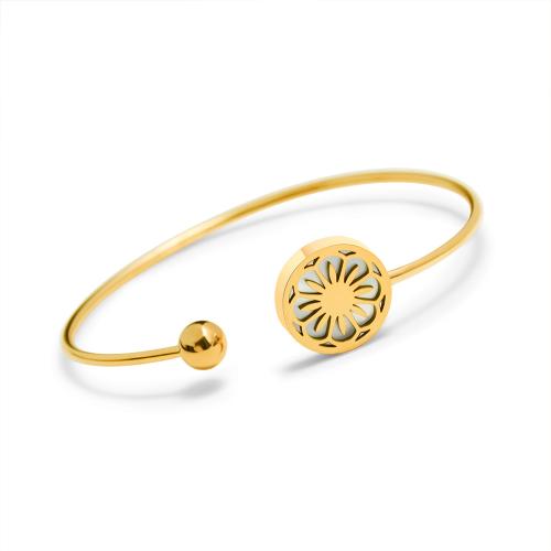 Titanium Steel Bracelet & Bangle, 18K gold plated, fashion jewelry & for woman, golden, Length:Approx 17 cm, Sold By PC