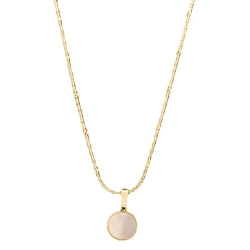 Titanium Steel Necklace with Pearl Oyster 18K gold plated fashion jewelry & for woman golden Length Approx 45 cm Sold By PC