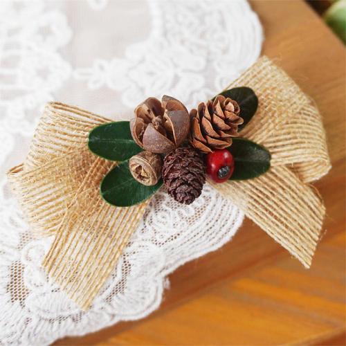Alligator Hair Clip Lace with Linen & Brass handmade vintage & for woman Sold By PC