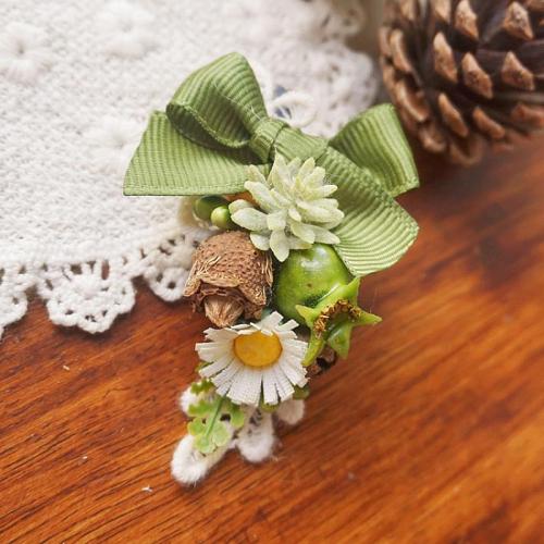 Alligator Hair Clip, Lace, with Linen & Brass, handmade, vintage & for woman, Sold By PC
