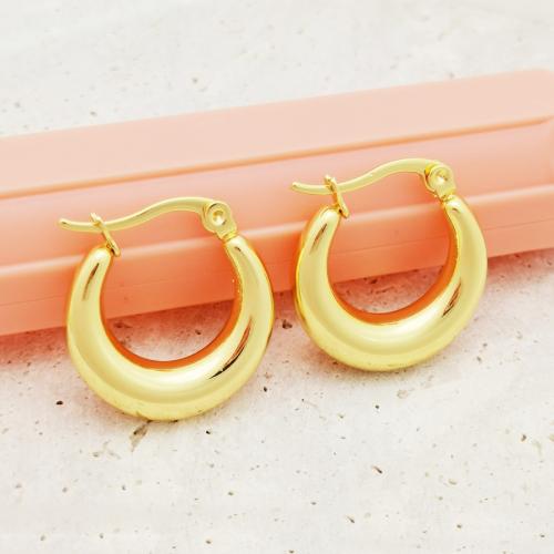 Stainless Steel Hoop Earring, 304 Stainless Steel, fashion jewelry & different size for choice & for woman, golden, Sold By Pair