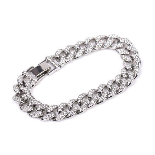 925 Sterling Silver Bangle Bracelet, Tibetan Style, silver color plated, fashion jewelry & Unisex & with rhinestone, nickel, lead & cadmium free, 12.70mm, Length:Approx 8 Inch, Sold By PC