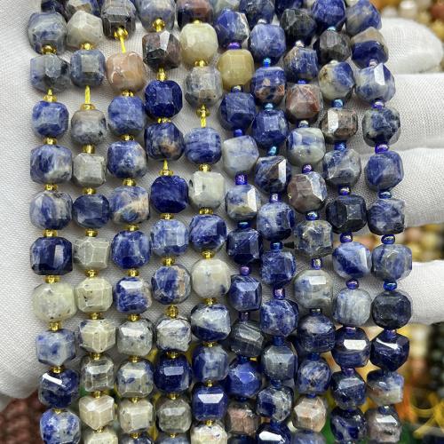 Sodalith Perlen, Sosalith, Quadrat, Modeschmuck & DIY & verschiedene Größen vorhanden & facettierte, gemischte Farben, verkauft per ca. 38 cm Strang