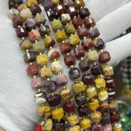 Miçangas de pedra gema, Ovo de Yellowstone, Quadrado, joias de moda & DIY & tamanho diferente para a escolha & facetada, cores misturadas, vendido para Aprox 38 cm Strand