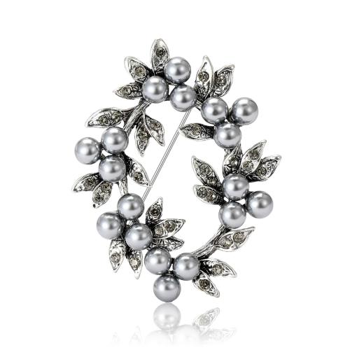 Plastové perly brož, Zinek, s Plastové Pearl, á, módní šperky & pro ženy, více barev na výběr, nikl, olovo a kadmium zdarma, 48x57mm, Prodáno By PC