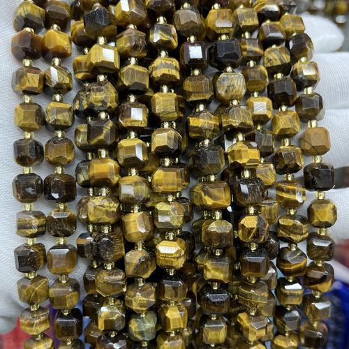 Tigerauge Perlen, Quadrat, Modeschmuck & DIY & verschiedene Größen vorhanden & facettierte, gemischte Farben, verkauft per ca. 38 cm Strang