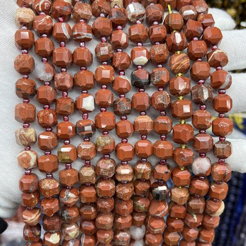 Gemstone Smycken Pärlor, Red Jasper, Square, mode smycken & DIY & fasetterad, röd, 8mm, Såld Per Ca 38 cm Strand