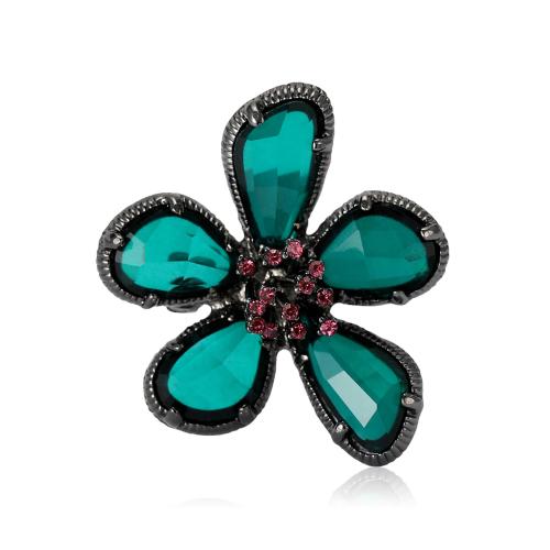 Crystal Brooch, Tibetan Style, with Crystal, Flower, plated, fashion jewelry & for woman & with rhinestone, more colors for choice, nickel, lead & cadmium free, 36x41mm, Sold By PC