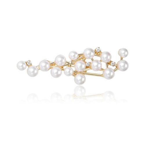 Plastic Pearl Brooch Zinc Alloy with Plastic Pearl plated fashion jewelry & for woman & with rhinestone nickel lead & cadmium free Sold By PC