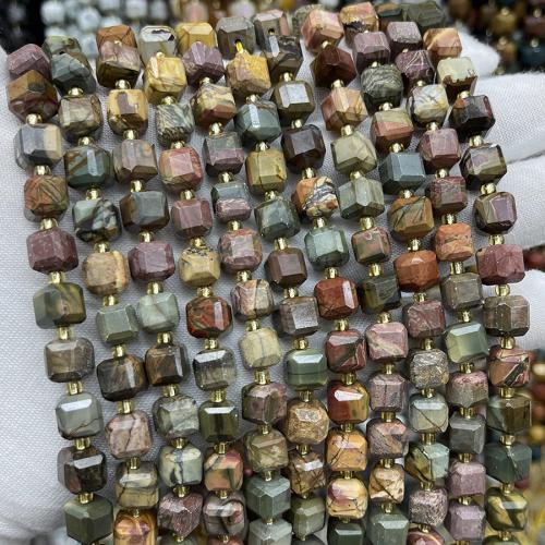 Grânulos de turquesas, Turquesa natural, Quadrado, joias de moda & DIY & tamanho diferente para a escolha & facetada, cores misturadas, vendido para Aprox 38 cm Strand