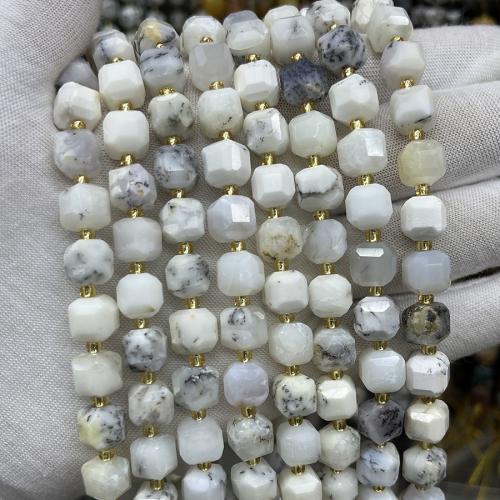 Χάντρες Κοσμήματα πολύτιμος λίθος, White Opal, Πλατεία, κοσμήματα μόδας & DIY & διαφορετικό μέγεθος για την επιλογή & πολύπλευρη, μικτά χρώματα, Sold Per Περίπου 38 cm Strand
