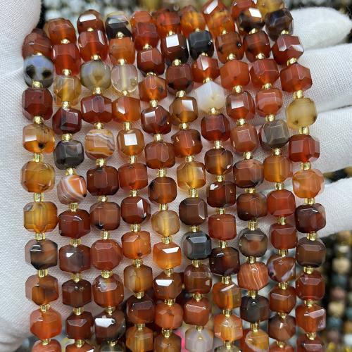 Natural Red Agate Beads, Square, fashion jewelry & DIY & different size for choice & faceted, mixed colors, Sold Per Approx 38 cm Strand