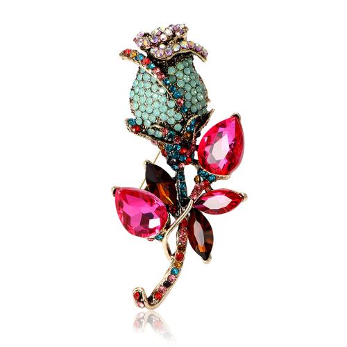 Rhinestone Brooch Zinc Alloy Rose gold color plated fashion jewelry & for woman & with rhinestone nickel lead & cadmium free Sold By PC
