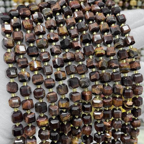 Tigerauge Perlen, Quadrat, Modeschmuck & DIY & verschiedene Größen vorhanden & facettierte, gemischte Farben, verkauft per ca. 38 cm Strang