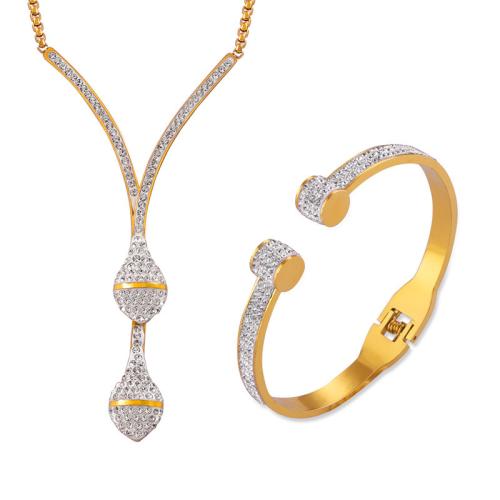 Jewelry Sets Titanium Steel with Czech Rhinestone fashion jewelry & for woman Sold By PC