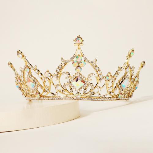 Zinc Alloy Tiaras fashion jewelry & for woman & with rhinestone golden Sold By PC