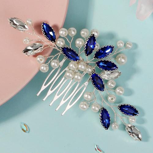Peinetas Decorativas, metal, con Perlas plásticas, diferentes estilos para la opción & para mujer & con diamantes de imitación, Vendido por UD