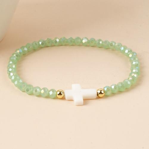 Glass Bracelet, with Shell, gold color plated, for woman, more colors for choice, Sold By PC