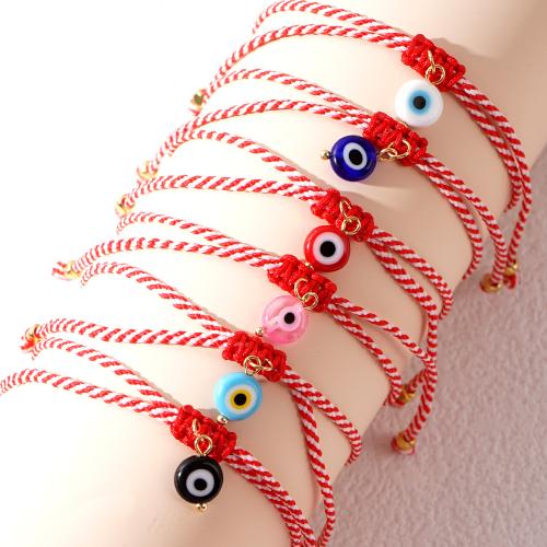 Glass Bracelet with Cotton Thread Adjustable & evil eye pattern & for woman Sold By PC