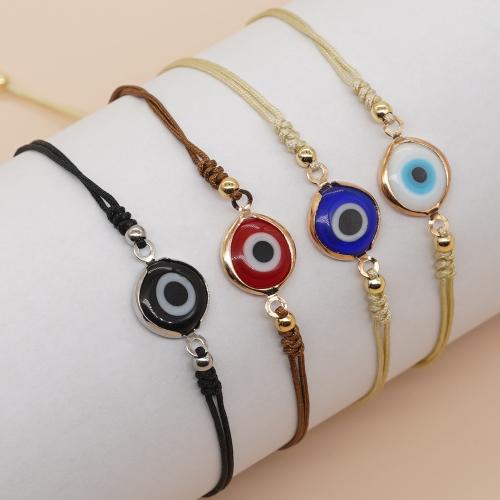 Glass Bracelet, with Wax Cord, Adjustable & evil eye pattern & for woman, more colors for choice, nickel, lead & cadmium free, Sold By PC
